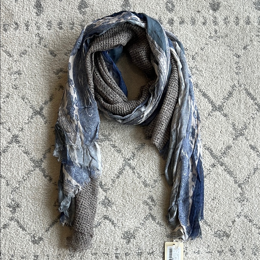 Blue and Gray Paisley Vintage-Inspired Scarf